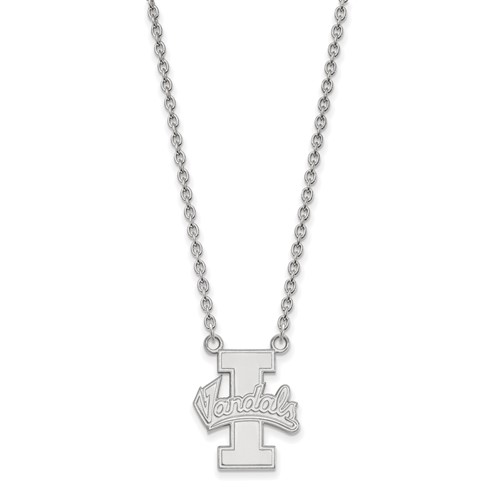 Sterling Silver Rhodium-plated LogoArt University of Idaho Vandals Large Pendant Necklace, 18"