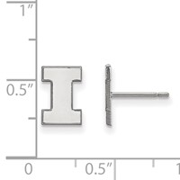 Sterling Silver Rhodium-plated LogoArt University of Illinois Letter I Extra Small Post Earrings view 2