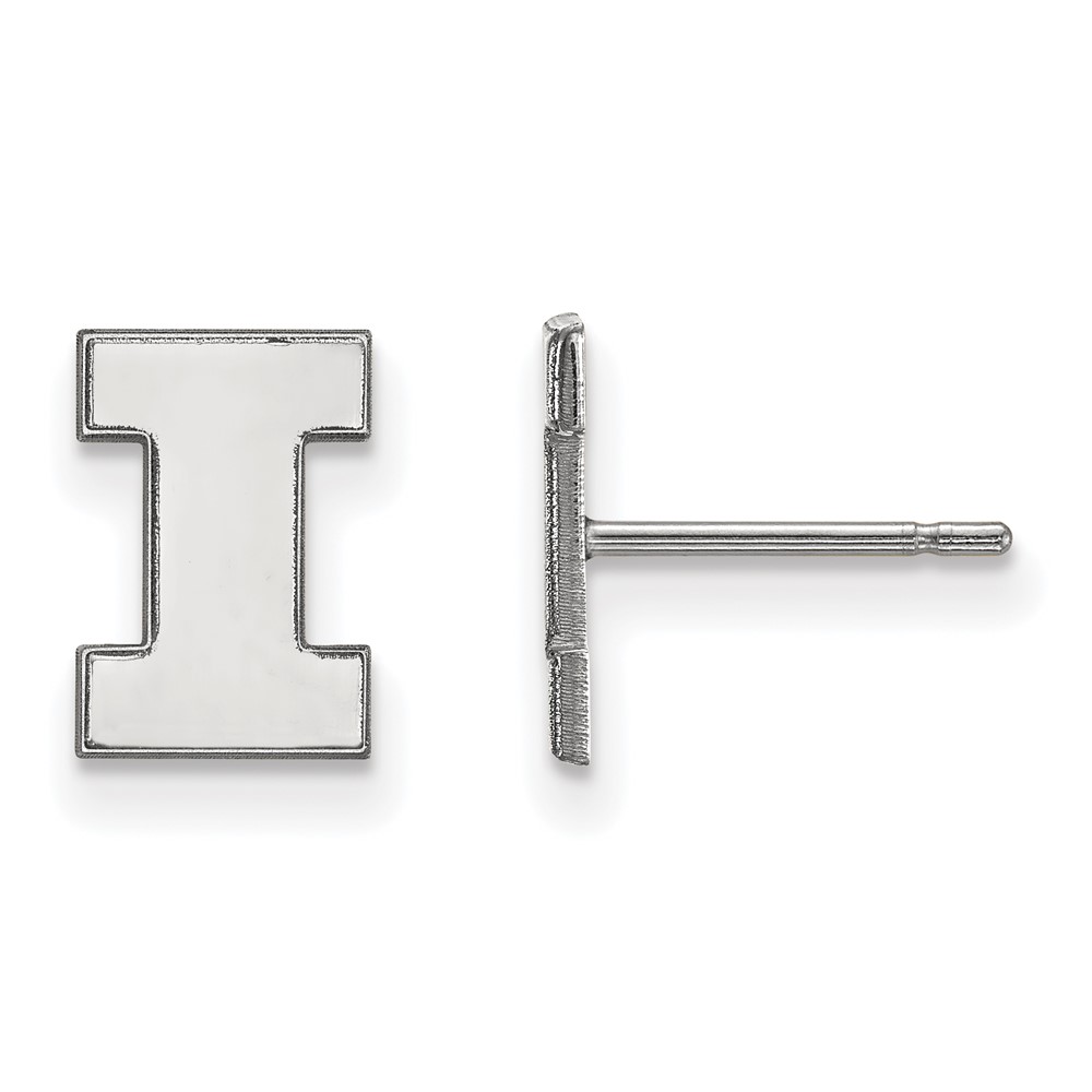 Sterling Silver Rhodium-plated LogoArt University of Illinois Letter I Extra Small Post Earrings