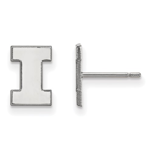 Sterling Silver Rhodium-plated LogoArt University of Illinois Letter I Extra Small Post Earrings