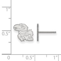 Sterling Silver Rhodium-plated LogoArt University of Kansas Jayhawk Extra Small Post Earrings view 2