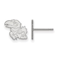 Sterling Silver Rhodium-plated LogoArt University of Kansas Jayhawk Extra Small Post Earrings view 1