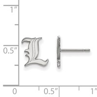 Sterling Silver Rhodium-plated LogoArt University of Louisville Letter L Extra Small Post Earrings view 2