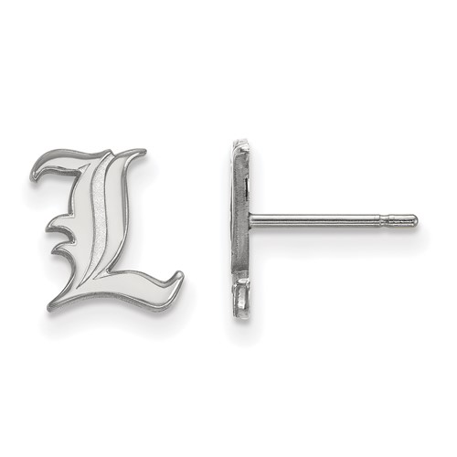 Sterling Silver Rhodium-plated LogoArt University of Louisville Letter L Extra Small Post Earrings