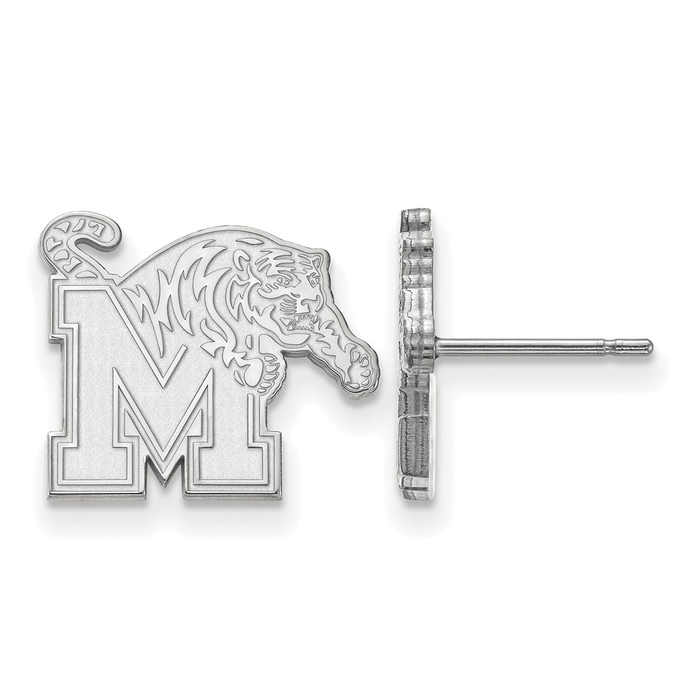 Sterling Silver Rhodium-plated LogoArt University of Memphis Small Post Earrings