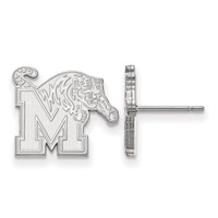Sterling Silver Rhodium-plated LogoArt University of Memphis Small Post Earrings view 1