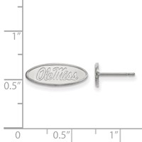 Sterling Silver Rhodium-plated LogoArt University of Mississippi Ole Miss Oval Extra Small Post Earrings view 2
