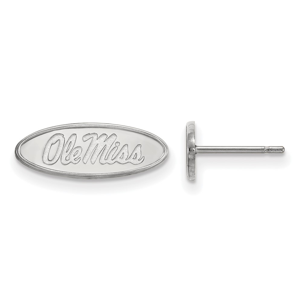 Sterling Silver Rhodium-plated LogoArt University of Mississippi Ole Miss Oval Extra Small Post Earrings