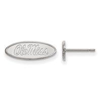 Sterling Silver Rhodium-plated LogoArt University of Mississippi Ole Miss Oval Extra Small Post Earrings view 1