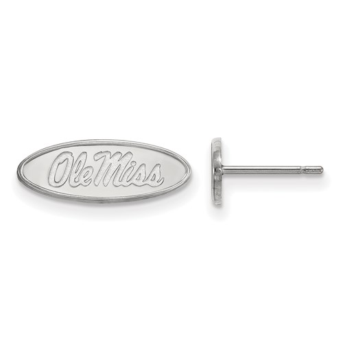 Sterling Silver Rhodium-plated LogoArt University of Mississippi Ole Miss Oval Extra Small Post Earrings