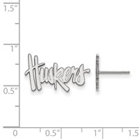 Sterling Silver Rhodium-plated LogoArt University of Nebraska Huskers Small Post Earrings view 2