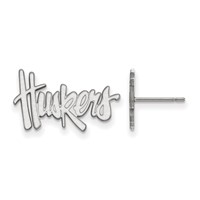 Sterling Silver Rhodium-plated LogoArt University of Nebraska Huskers Small Post Earrings view 1