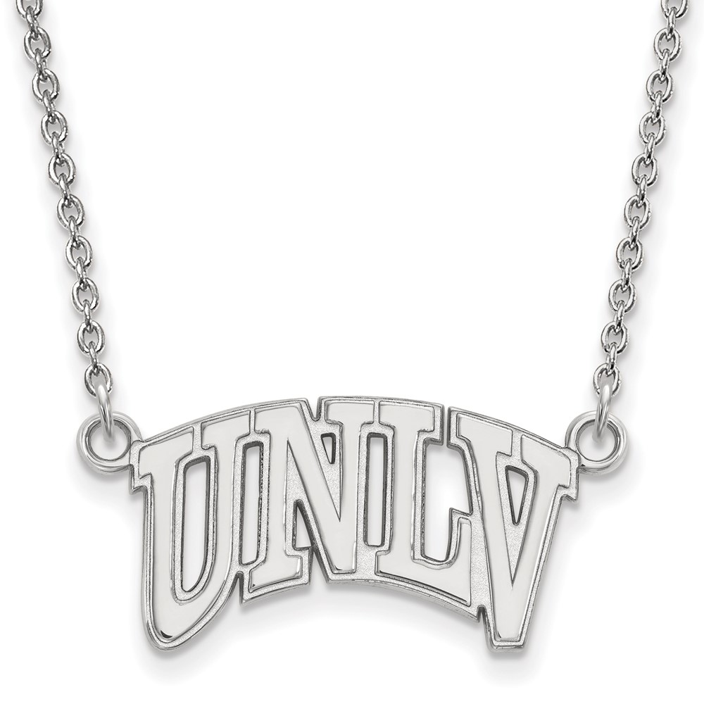 Sterling Silver Rhodium-plated LogoArt University of Nevada-Las Vegas U-n-l-v Small Pendant Necklace, 18"
