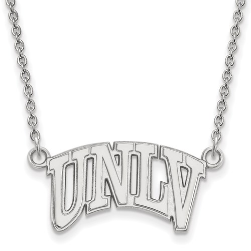 Sterling Silver Rhodium-plated LogoArt University of Nevada-Las Vegas U-n-l-v Small Pendant Necklace, 18"