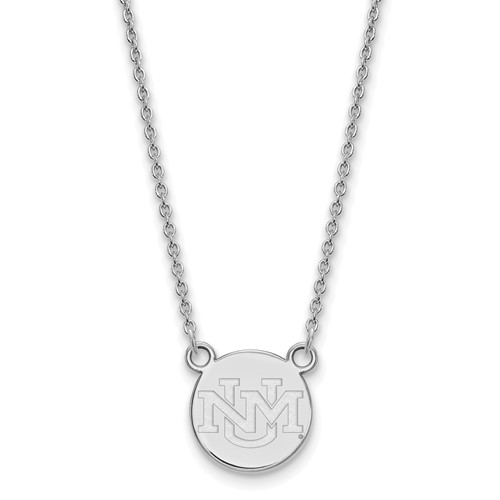 Sterling Silver Rhodium-plated LogoArt University of New Mexico Small Pendant Necklace, 18"