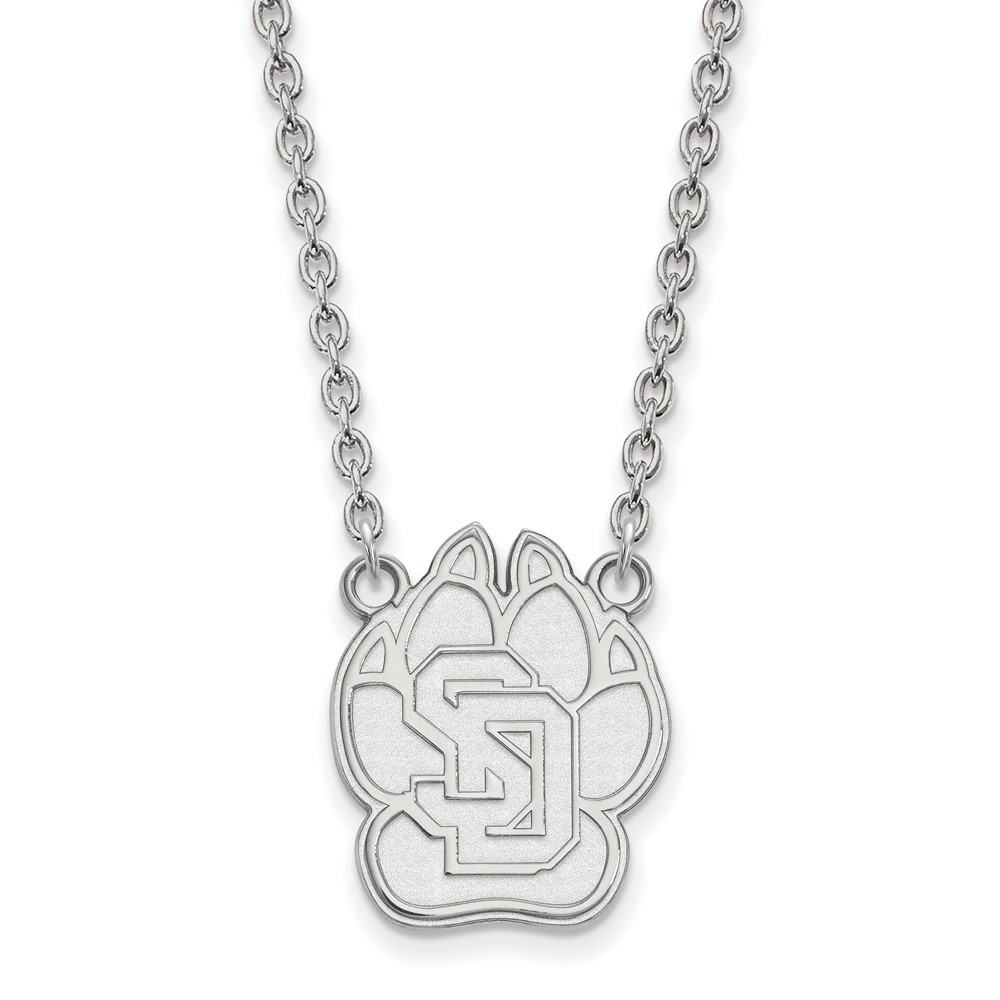 Sterling Silver Rhodium-plated LogoArt University of South Dakota Large Pendant Necklace, 18"