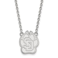 Sterling Silver Rhodium-plated LogoArt University of South Dakota Large Pendant Necklace, 18" view 1
