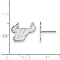 Sterling Silver Rhodium-plated LogoArt University of South Florida Bull Small Post Earrings view 2