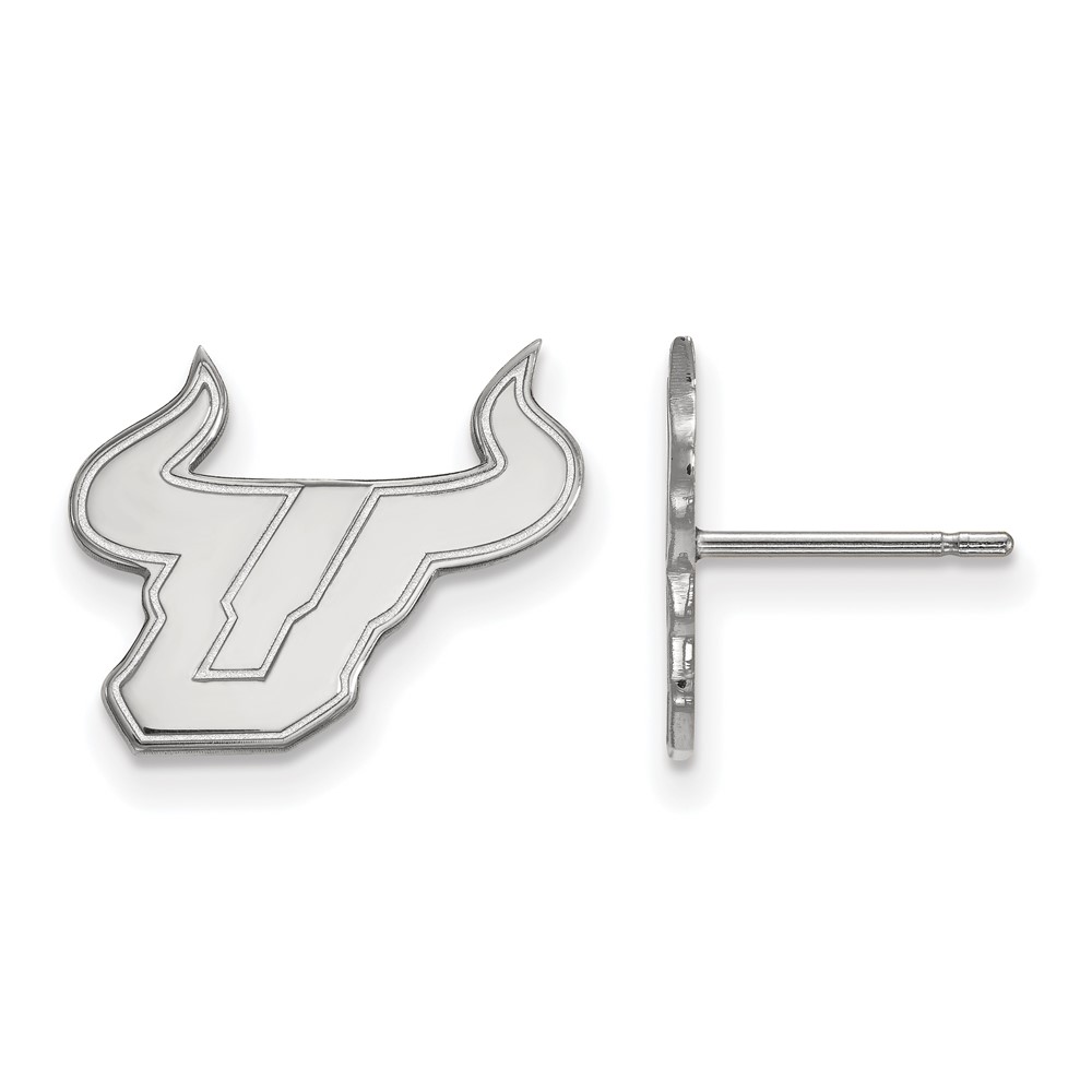 Sterling Silver Rhodium-plated LogoArt University of South Florida Bull Small Post Earrings
