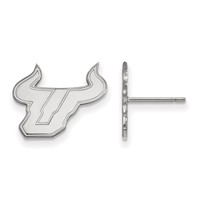 Sterling Silver Rhodium-plated LogoArt University of South Florida Bull Small Post Earrings view 1