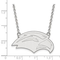 Sterling Silver Rhodium-plated LogoArt University of Southern Mississippi Eagle Large Pendant Necklace, 18" view 2