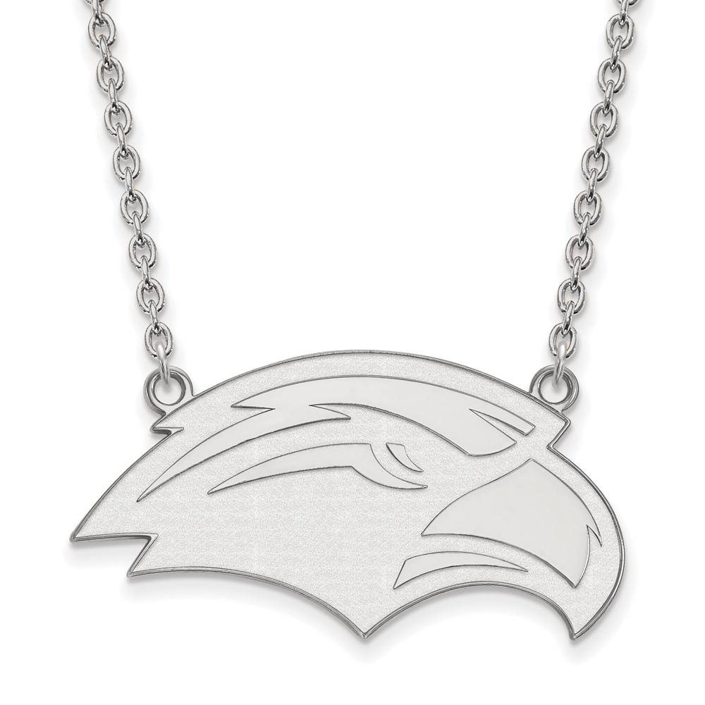 Sterling Silver Rhodium-plated LogoArt University of Southern Mississippi Eagle Large Pendant Necklace, 18"