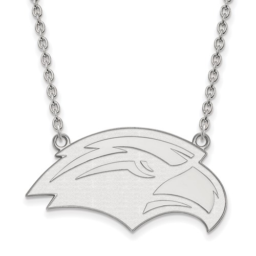 Sterling Silver Rhodium-plated LogoArt University of Southern Mississippi Eagle Large Pendant Necklace, 18"