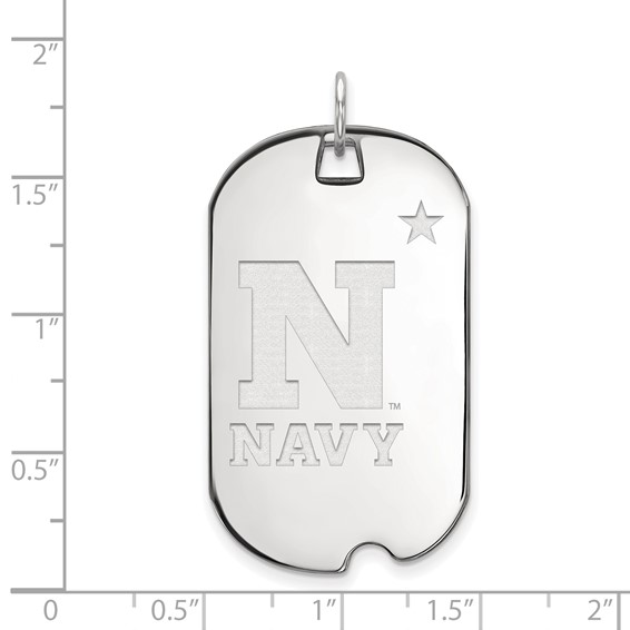 10k White Gold LogoArt US Naval Academy Large Dog Tag Pendant