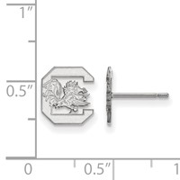 Sterling Silver Rhodium-plated LogoArt University of South Carolina Extra Small Post Earrings view 2