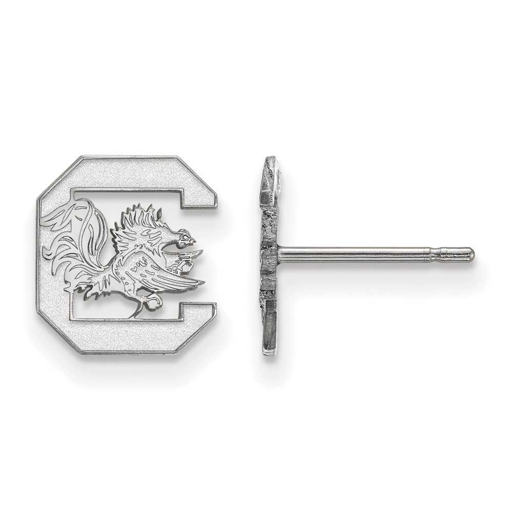 Sterling Silver Rhodium-plated LogoArt University of South Carolina Extra Small Post Earrings