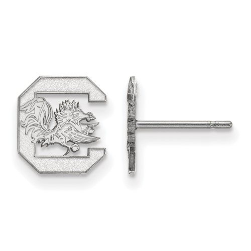 Sterling Silver Rhodium-plated LogoArt University of South Carolina Extra Small Post Earrings