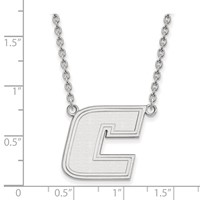 Sterling Silver Rhodium-plated LogoArt University of Tennessee At Chattanooga Letter C Large Pendant Necklace, 18" view 2