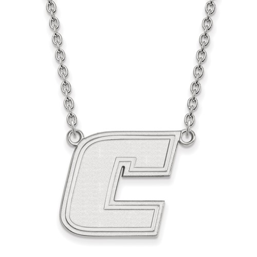 Sterling Silver Rhodium-plated LogoArt University of Tennessee At Chattanooga Letter C Large Pendant Necklace, 18"