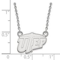 Sterling Silver Rhodium-plated LogoArt University of Texas At El Paso Small Pendant Necklace, 18" view 3