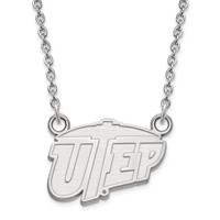 Sterling Silver Rhodium-plated LogoArt University of Texas At El Paso Small Pendant Necklace, 18" view 1