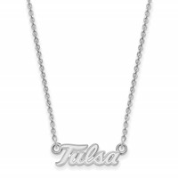 Sterling Silver Rhodium-plated LogoArt University of Tulsa T-u Small Pendant Necklace, 18" view 2