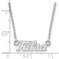 Sterling Silver Rhodium-plated LogoArt University of Tulsa T-u Small Pendant Necklace, 18" view 3