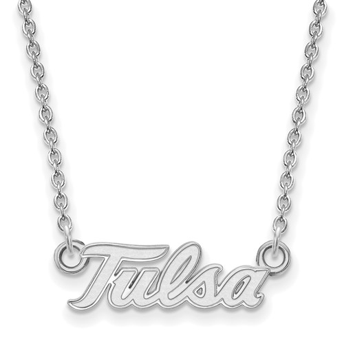 Sterling Silver Rhodium-plated LogoArt University of Tulsa T-u Small Pendant Necklace, 18"