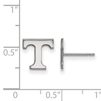 Sterling Silver Rhodium-plated LogoArt University of Tennessee Letter T Extra Small Post Earrings view 2