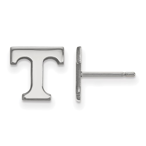 Sterling Silver Rhodium-plated LogoArt University of Tennessee Letter T Extra Small Post Earrings