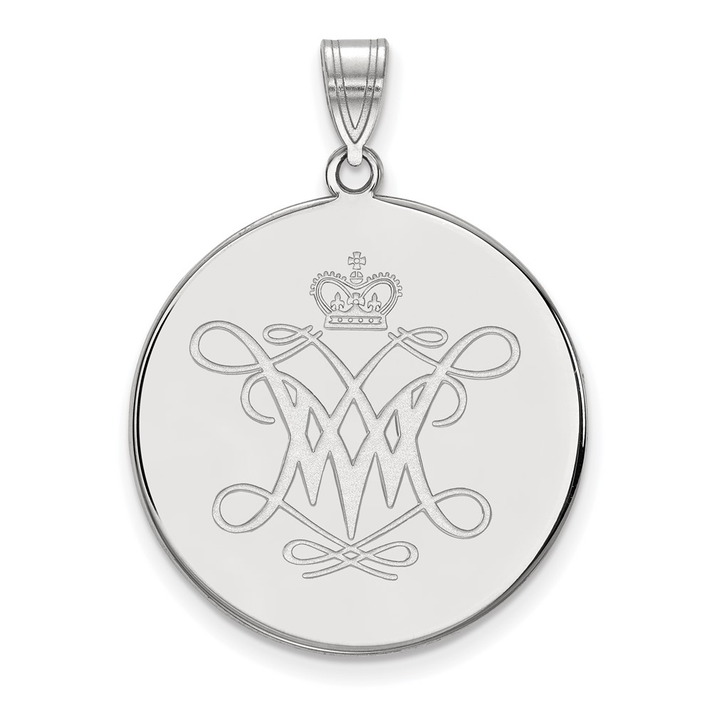 Sterling Silver Rhodium-plated LogoArt College of William and Mary Extra Large Disc Pendant