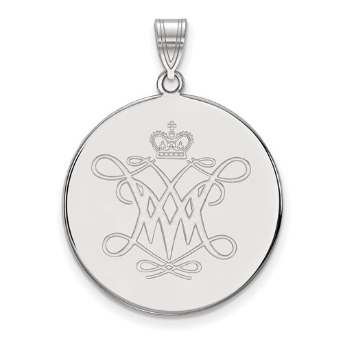 Sterling Silver Rhodium-plated LogoArt College of William and Mary Extra Large Disc Pendant