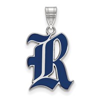 Sterling Silver Rhodium-plated LogoArt Rice University Letter R Large Enameled Pendant view 1