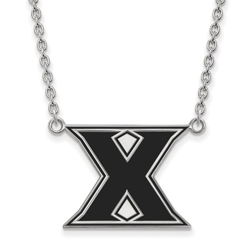 Sterling Silver Rhodium-plated LogoArt Xavier University Letter X Large Enameled Pendant Necklace, 18"