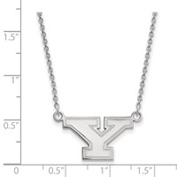 Sterling Silver Rhodium-plated LogoArt Youngstown State University Letter Y Small Pendant Necklace, 18" view 2