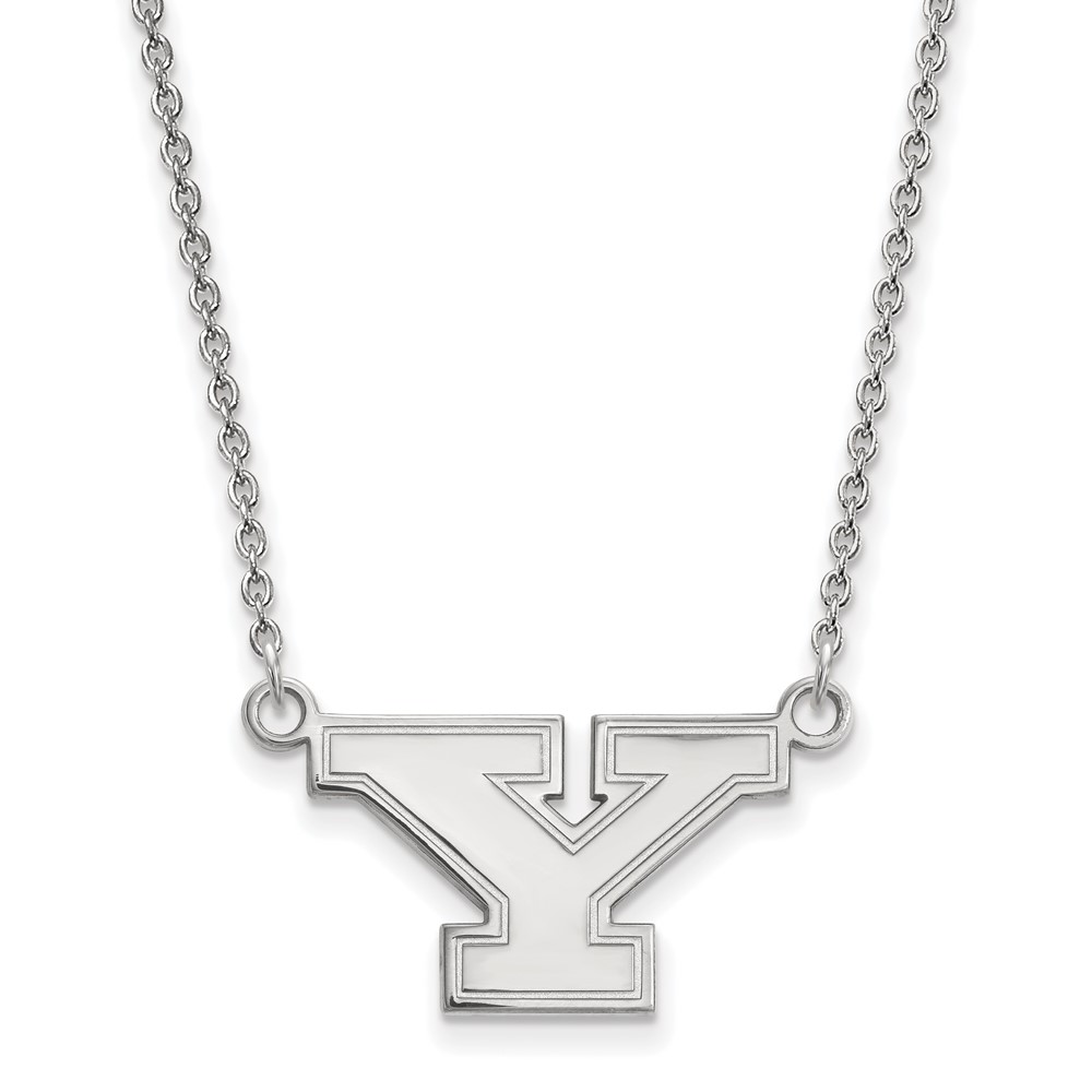 Sterling Silver Rhodium-plated LogoArt Youngstown State University Letter Y Small Pendant Necklace, 18"