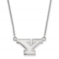 Sterling Silver Rhodium-plated LogoArt Youngstown State University Letter Y Small Pendant Necklace, 18" view 1
