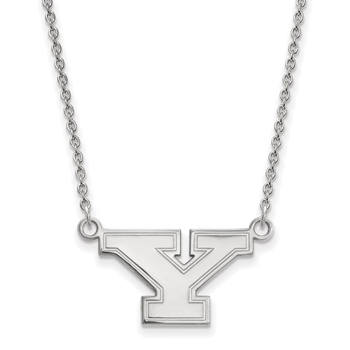 Sterling Silver Rhodium-plated LogoArt Youngstown State University Letter Y Small Pendant Necklace, 18"