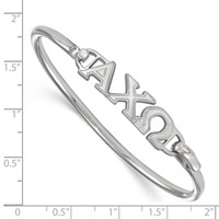 Sterling S. Rh-plated LogoArt Alpha Chi Omega Small Hook and Clasp Bangle view 3