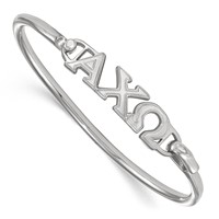 Sterling S. Rh-plated LogoArt Alpha Chi Omega Small Hook and Clasp Bangle view 1